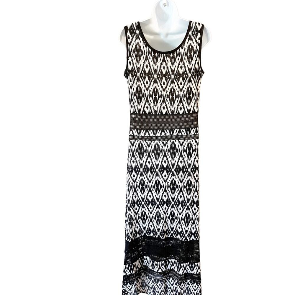 Nine West Sleeveless Black and White Patterned Maxi Dress Size 12 - Picture 2 of 12